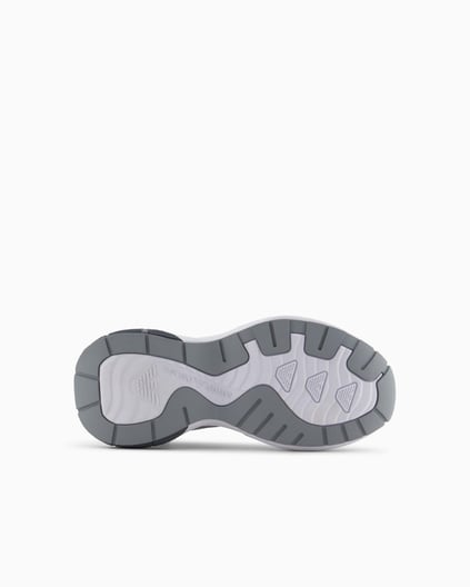 EMPORIO ARMANI Emporıo Armani Kadın Kalın Taban Şerit Çizgi Desenli Renkli Bağcık Gümüş Sneaker X3X238 XR388-00520