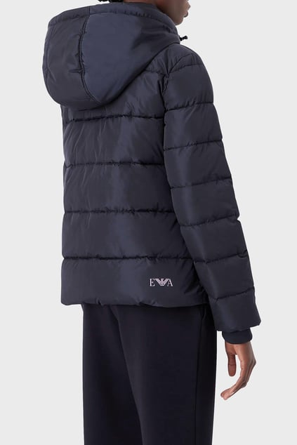 Emporio Armani Emporıo Armani Kadın Kapşonlu Logolu Fermuar Günlük Lacivert Mont 6L2B86 2NGAZ-0926