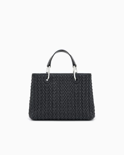 Emporio Armani Emporıo Armani Kadın Kabartma Desenli Manyetik Kapamalı Çıkarılabilir Omuz Askılı Siyah Omuz Çantası EW000361 AF18941-UC001