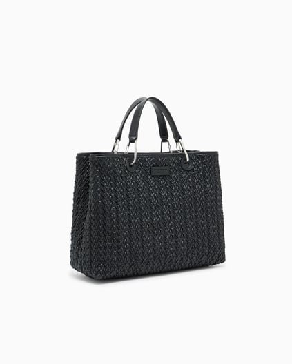 Emporio Armani Emporıo Armani Kadın Kabartma Desenli Manyetik Kapamalı Çıkarılabilir Omuz Askılı Siyah Omuz Çantası EW000360 AF18941-UC001