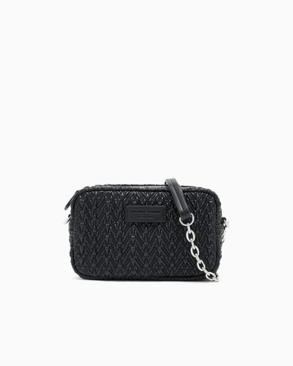 Emporio Armani Emporıo Armani Kadın Kabartma Desenli Zincir Omuz Askılı Siyah Omuz Çantası EW001924 AF19228-UC001