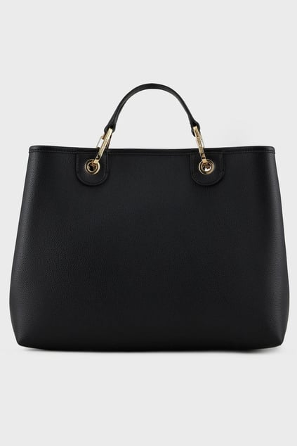 Emporio Armani Emporıo Armani Kadın Logolu Ayarlanabilir Askılıklı Deri Günlük Kullanım Siyah-Altın Omuz Çantası Y3D165 YFO5B-85218