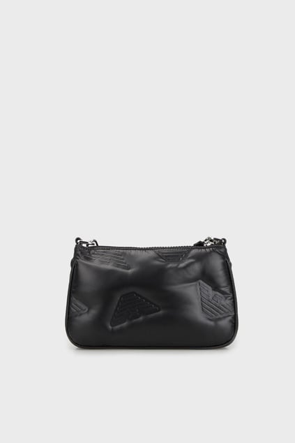 Emporio Armani Emporıo Armani Kadın Logolu Deri Fermuarlı Günlük Kullanım Siyah Çanta Y3H317 YVZ8X-80001