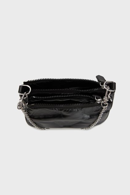 Emporio Armani Emporıo Armani Kadın Logolu Deri Fermuarlı Günlük Kullanım Siyah Çanta Y3H317 YVZ8X-80001