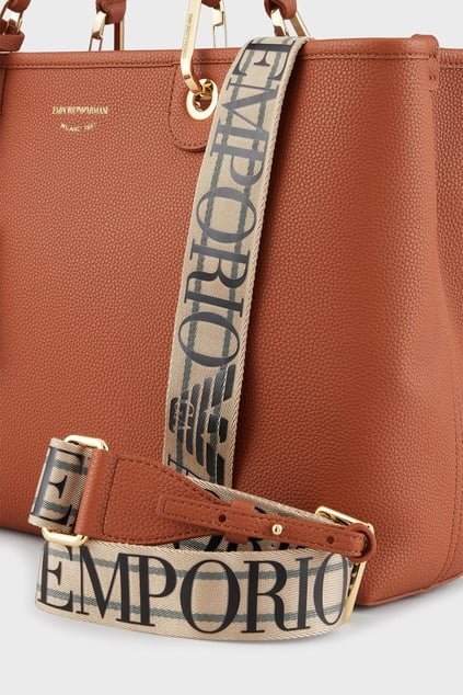 EMPORIO ARMANI Emporıo Armani Kadın Logolu Ayarlanabilir Askılıklı Deri Günlük Kullanım Mercan Omuz Çantası Y3D165 YFO5B-85550