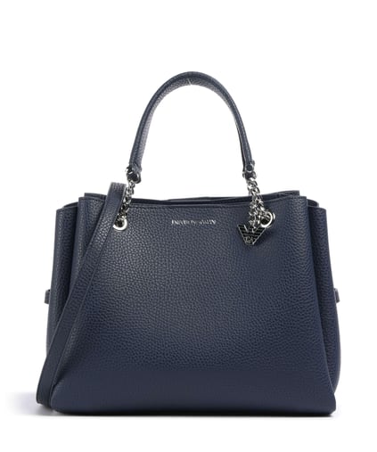 EMPORIO ARMANI Emporıo Armani Kadın Logolu Deri Fermuarlı Günlük Kullanım Lacivert Omuz Çantası Y3D159 YFN6E-MB209