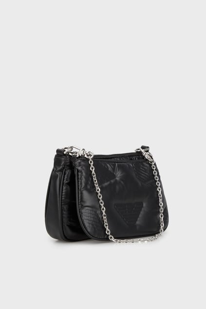 Emporio Armani Emporıo Armani Kadın Logolu Deri Fermuarlı Günlük Kullanım Siyah Çanta Y3H317 YVZ8X-80001