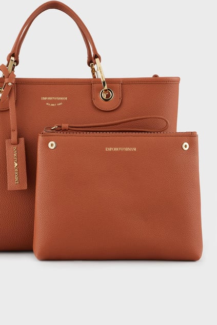 EMPORIO ARMANI Emporıo Armani Kadın Logolu Ayarlanabilir Askılıklı Deri Günlük Kullanım Mercan Omuz Çantası Y3D165 YFO5B-85550