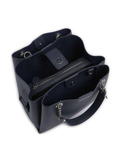 EMPORIO ARMANI Emporıo Armani Kadın Logolu Deri Fermuarlı Günlük Kullanım Lacivert Omuz Çantası Y3D159 YFN6E-MB209