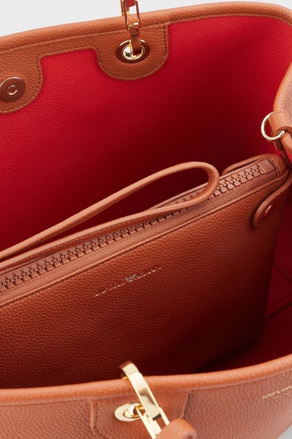 EMPORIO ARMANI Emporıo Armani Kadın Logolu Ayarlanabilir Askılıklı Deri Günlük Kullanım Mercan Omuz Çantası Y3D165 YFO5B-85550