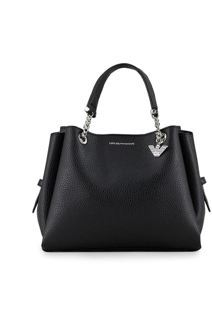 Emporio Armani Emporıo Armani Kadın Logolu Deri Fermuarlı Günlük Kullanım Siyah Omuz Çantası Y3D159 YFN6E-SIYAH
