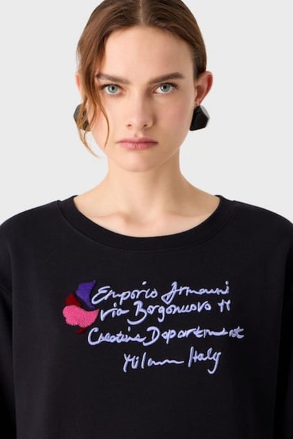 Emporio Armani Emporıo Armani Kadın Marka Logolu Uzun Kollu Rahat Siyah Sweatshirt 6R2M7E 2J49Z-0926