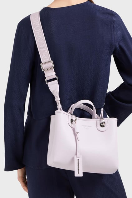 EMPORIO ARMANI Emporıo Armani Kadın Manyetik Tokalı İpek Baskı Logolu Çıkarılabilir Omuz Askılı Harici Fermuarlı İç Bölümlü Pembe Omuz Çantası EW000361 AF12036-M4033