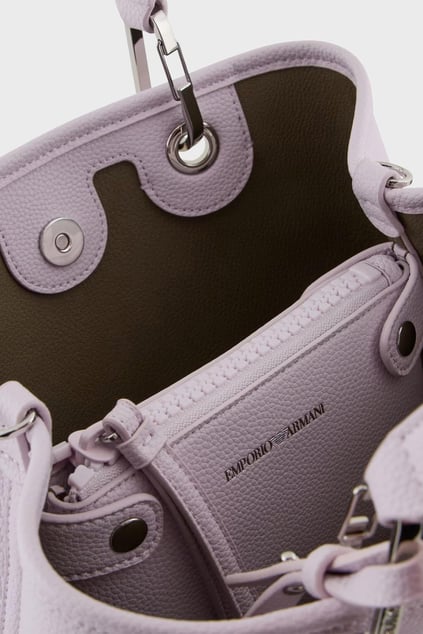 EMPORIO ARMANI Emporıo Armani Kadın Manyetik Tokalı İpek Baskı Logolu Çıkarılabilir Omuz Askılı Harici Fermuarlı İç Bölümlü Pembe Omuz Çantası EW000361 AF12036-M4033