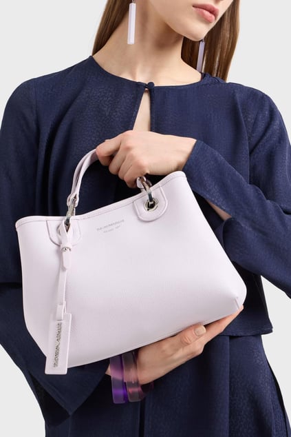 EMPORIO ARMANI Emporıo Armani Kadın Manyetik Tokalı İpek Baskı Logolu Çıkarılabilir Omuz Askılı Harici Fermuarlı İç Bölümlü Pembe Omuz Çantası EW000361 AF12036-M4033