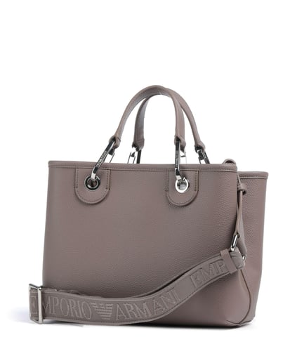 EMPORIO ARMANI Emporıo Armani Kadın Manyetik Tokalı İpek Baskı Logolu Çıkarılabilir Omuz Askılı Harici Fermuarlı İç Bölümlü Kahverengi Omuz Çantası EW000361 AF12036-M1057
