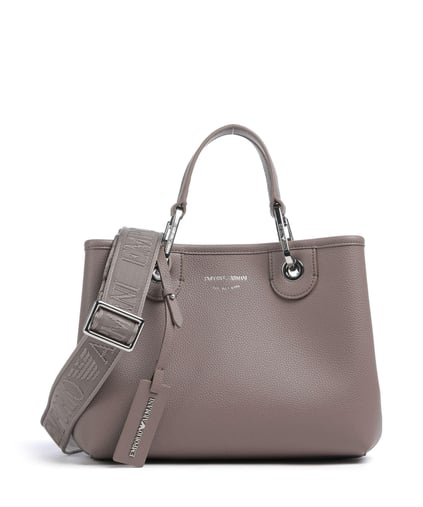 EMPORIO ARMANI Emporıo Armani Kadın Manyetik Tokalı İpek Baskı Logolu Çıkarılabilir Omuz Askılı Harici Fermuarlı İç Bölümlü Kahverengi Omuz Çantası EW000361 AF12036-M1057