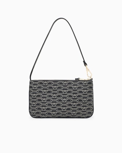 EMPORIO ARMANI Emporıo Armani Kadın Monogram Armani Kartal Baskılı İç Cepli Çıkarılabilir Kısa Askılı Siyah Omuz Çantası EW002953 AF11951-FC033