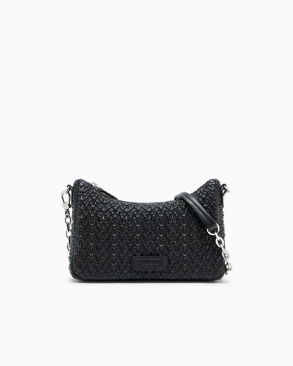 Emporio Armani Emporıo Armani Kadın Örgü Desenli Fermuarlı Zincirli Omuz Askılı Siyah Omuz Çantası EW002961 AF19228-UC001
