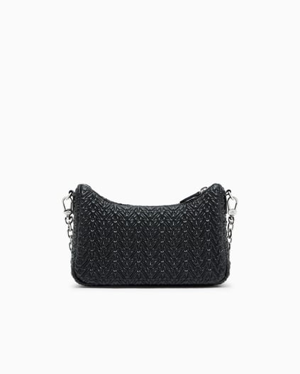 Emporio Armani Emporıo Armani Kadın Örgü Desenli Fermuarlı Zincirli Omuz Askılı Siyah Omuz Çantası EW002961 AF19228-UC001