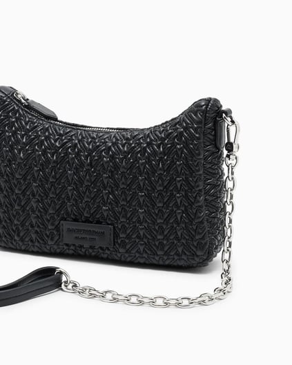 Emporio Armani Emporıo Armani Kadın Örgü Desenli Fermuarlı Zincirli Omuz Askılı Siyah Omuz Çantası EW002961 AF19228-UC001