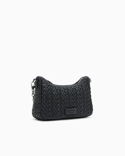 Emporio Armani Emporıo Armani Kadın Örgü Desenli Fermuarlı Zincirli Omuz Askılı Siyah Omuz Çantası EW002961 AF19228-UC001