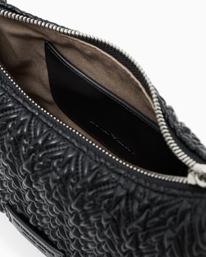 Emporio Armani Emporıo Armani Kadın Örgü Desenli Fermuarlı Zincirli Omuz Askılı Siyah Omuz Çantası EW002961 AF19228-UC001