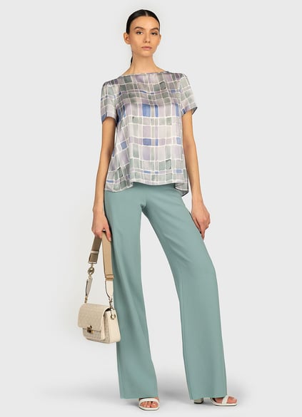 Emporio Armani Emporıo Armani Kadın Pamuklu Marka  Logolu Desenli Bluz ANK08T A2503-DESENLİ