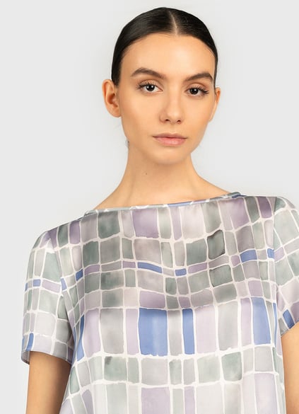 Emporio Armani Emporıo Armani Kadın Pamuklu Marka  Logolu Desenli Bluz ANK08T A2503-DESENLİ