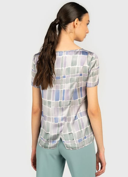 Emporio Armani Emporıo Armani Kadın Pamuklu Marka  Logolu Desenli Bluz ANK08T A2503-DESENLİ