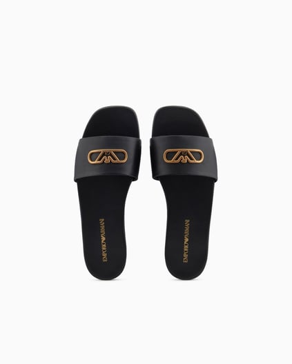 EMPORIO ARMANI Emporıo Armani Kadın Tek Kalın Bantlı Düz İnce Taban Siyah Terlik X3P846 XF271-00002