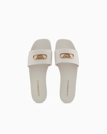 EMPORIO ARMANI Emporıo Armani Kadın Tek Kalın Bantlı Düz İnce Taban Beyaz Terlik X3P846 XF271-00894