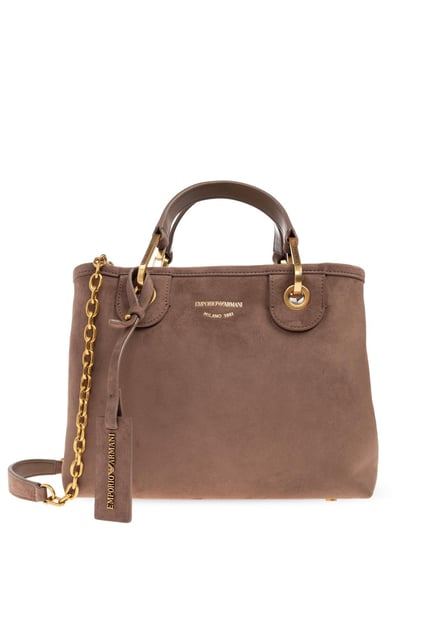 Emporio Armani Emporıo Armani Kadın Yumuşak Süet Çıkarılabilir Zincir Askılı Kabartma Logolu Kahverengi Omuz Çantası EW000361 AF17730-U6192