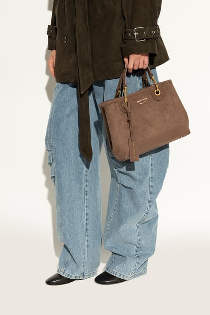 Emporio Armani Emporıo Armani Kadın Yumuşak Süet Çıkarılabilir Zincir Askılı Kabartma Logolu Kahverengi Omuz Çantası EW000361 AF17730-U6192