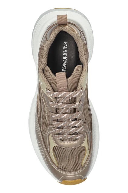 Emporio Armani Emporıo Armani Kadın Yüksek ve Rahat Taban File Detaylı Logo İmzalı Bej Sneaker EW003056 AF19766-M6203
