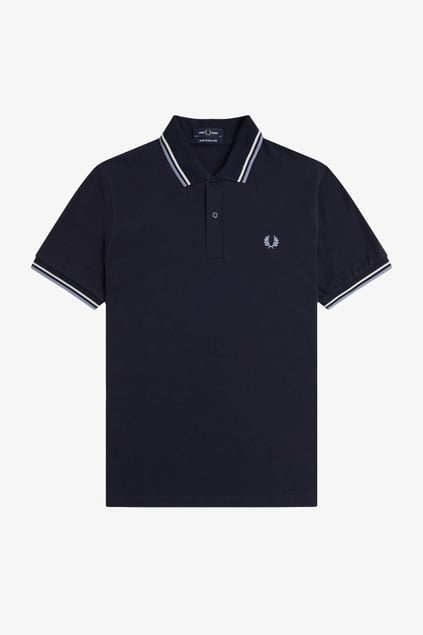 Fred Perry Fred Perry Erkek Çift Manşet ve Yaka Detaylı Kısa Kollu Geleneksel Üretim Lacivert T-Shirt M12-Y84