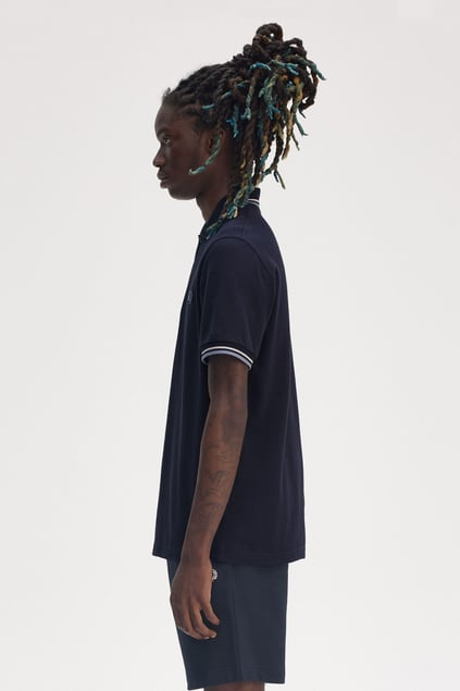 Fred Perry Fred Perry Erkek Çift Manşet ve Yaka Detaylı Kısa Kollu Geleneksel Üretim Lacivert T-Shirt M12-Y84