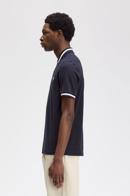 Fred Perry Fred Perry Erkek Kol ve Yaka Ucu Şerit Detaylı Kısa Kollu Lacivert T-Shirt M2-797
