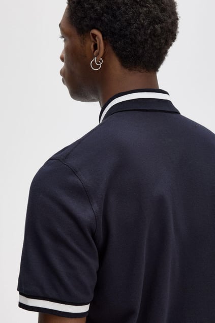 Fred Perry Fred Perry Erkek Kol ve Yaka Ucu Şerit Detaylı Kısa Kollu Lacivert T-Shirt M2-797