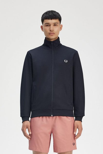 Fred Perry Fred Perry Erkek Pamuklu Triko Kumaş Fermuar Kapamalı Uzun Kollu Lacivert Ceket J6000-608