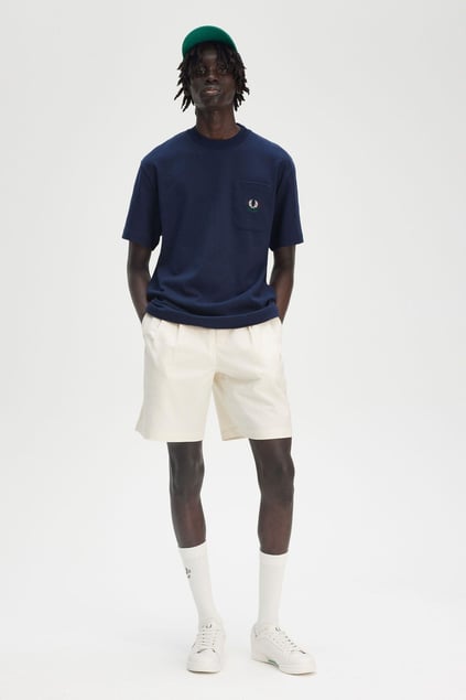 Fred Perry Fred Perry Erkek Rahat Kesim Yuvarlak Yaka %100 Pamuklu Cep Detaylı Kısa Kollu Lacivert T-Shirt M9827-X86