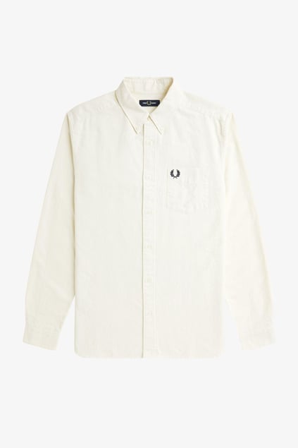 Fred Perry Fred Perry Erkek Regular Fit Cep Detaylı Düz Uzun Kollu Ekru Gömlek M5516-F79