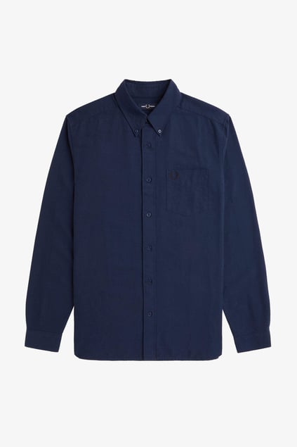 Fred Perry Fred Perry Erkek Regular Fit Cep Detaylı Düz Uzun Kollu Lacivert Gömlek M5516-X86