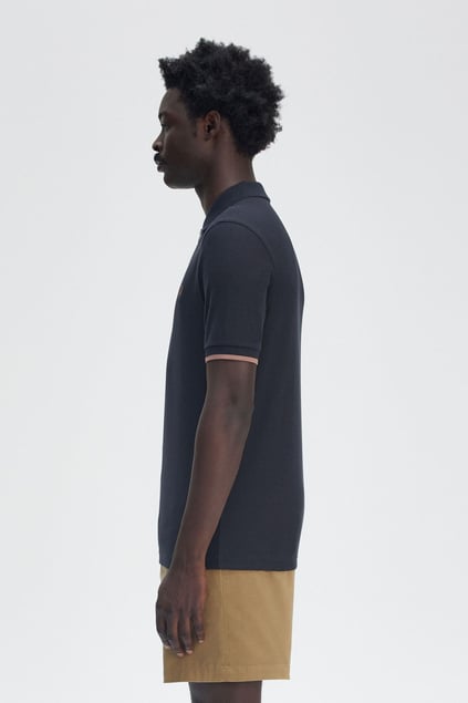 Fred Perry Fred Perry Erkek Regular Fit Fermuar Kapamalı %100 Pamuklu Kısa Kollu Lacivert T-Shirt M9886-608