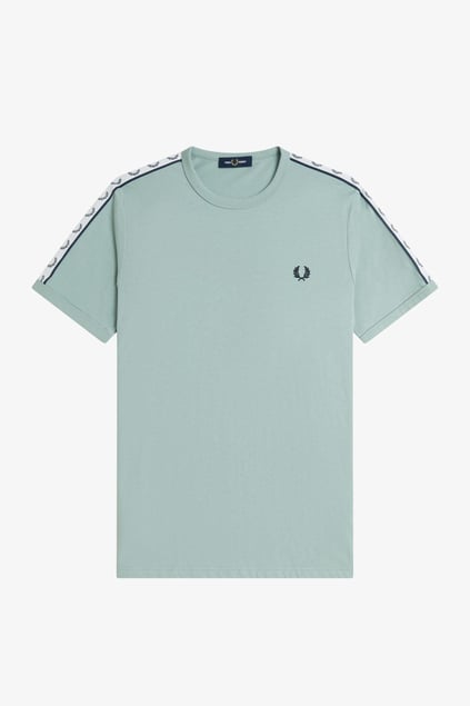 Fred Perry Fred Perry Erkek Regular Fit %100 Pamuklu Omuzdan Uzanan Logo Şeritli Yuvarlak Yaka Kısa Kollu Mavi T-Shirt M4620-959