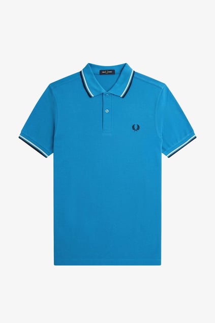 Fred Perry Fred Perry Erkek Regular Fit Yakası ve Kolları Çizgi Detaylı %100 Pamuklu Kısa Kollu Mavi T-Shirt M3600-Y27