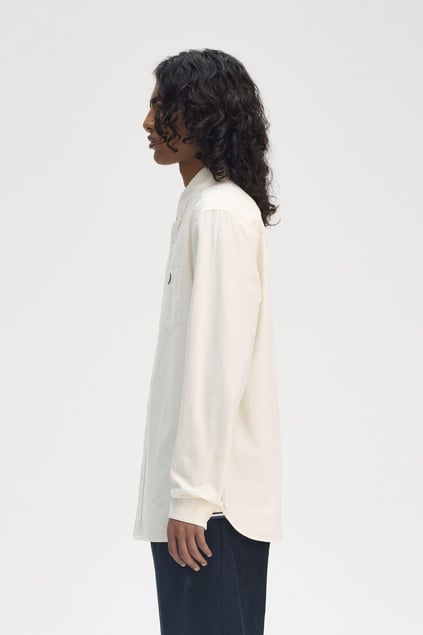 Fred Perry Fred Perry Erkek Regular Fit Cep Detaylı Düz Uzun Kollu Ekru Gömlek M5516-F79