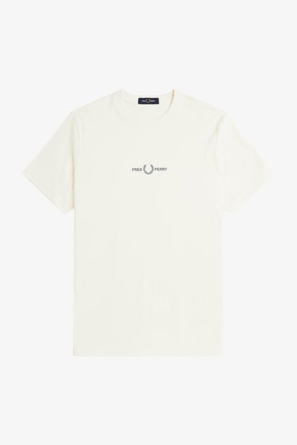 Fred Perry Fred Perry Erkek Regular Fit Yivli Yuvarlak Yaka Gögüs Ortası İşlemeli Kısa Kollu Ekru T-Shirt M4580-F79