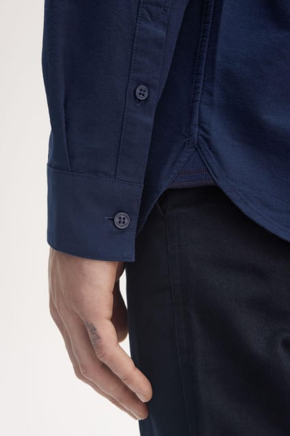 Fred Perry Fred Perry Erkek Regular Fit Cep Detaylı Düz Uzun Kollu Lacivert Gömlek M5516-X86