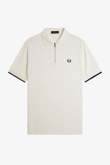 Fred Perry Fred Perry Erkek Regular Fit Fermuar Kapamalı %100 Pamuklu Kısa Kollu Bej T-Shirt M9886-560